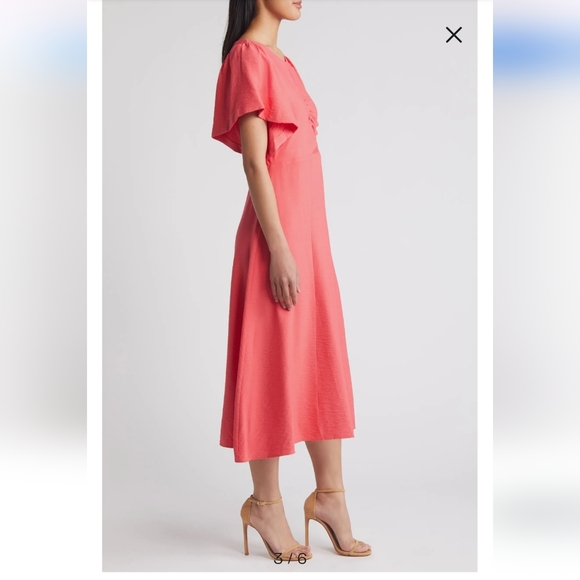 DKNY Flutter Sleeve Crinkle Dress - Picture 3 of 9